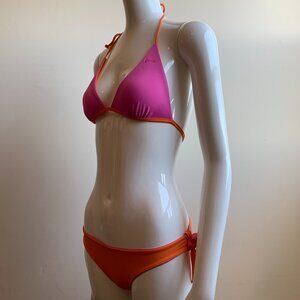 Guess pink & orange solid reversible bikini